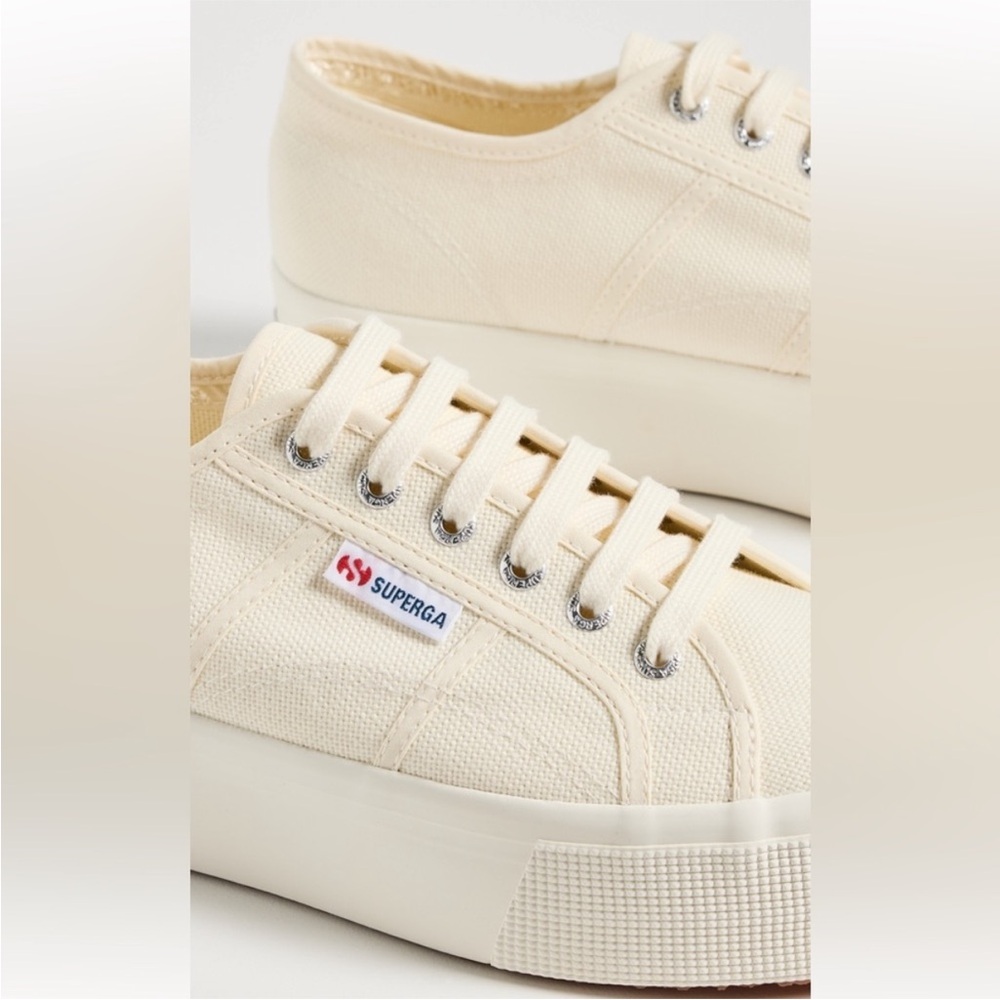 Superga Women's 2790 Beige-Natural Canvas Platform Sneaker—7.5 - Picture 9 of 13